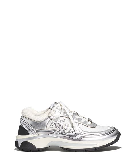 chanel sneakers silver and white|chanel metallic sneakers.